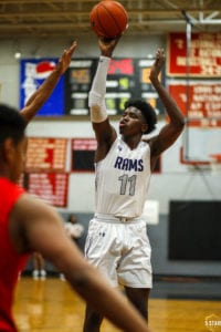 Grace Christian junior B.J. Marable scored six points for the Rams in their game at No. 3 Oak Hill Academy. (Photo: Danny Parker).