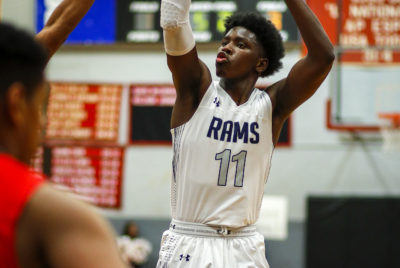 Grace Christian junior B.J. Marable scored six points for the Rams in their game at No. 3 Oak Hill Academy. (Photo: Danny Parker).